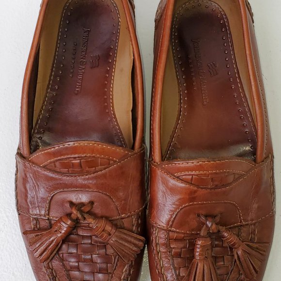 Genuine Johnston & Murphy Leather Brown Mens US 11.5 Woven Tassel Loafers Shoes main image 8